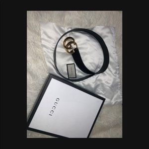 Black embossed Gucci GG belt. Like new. With box.